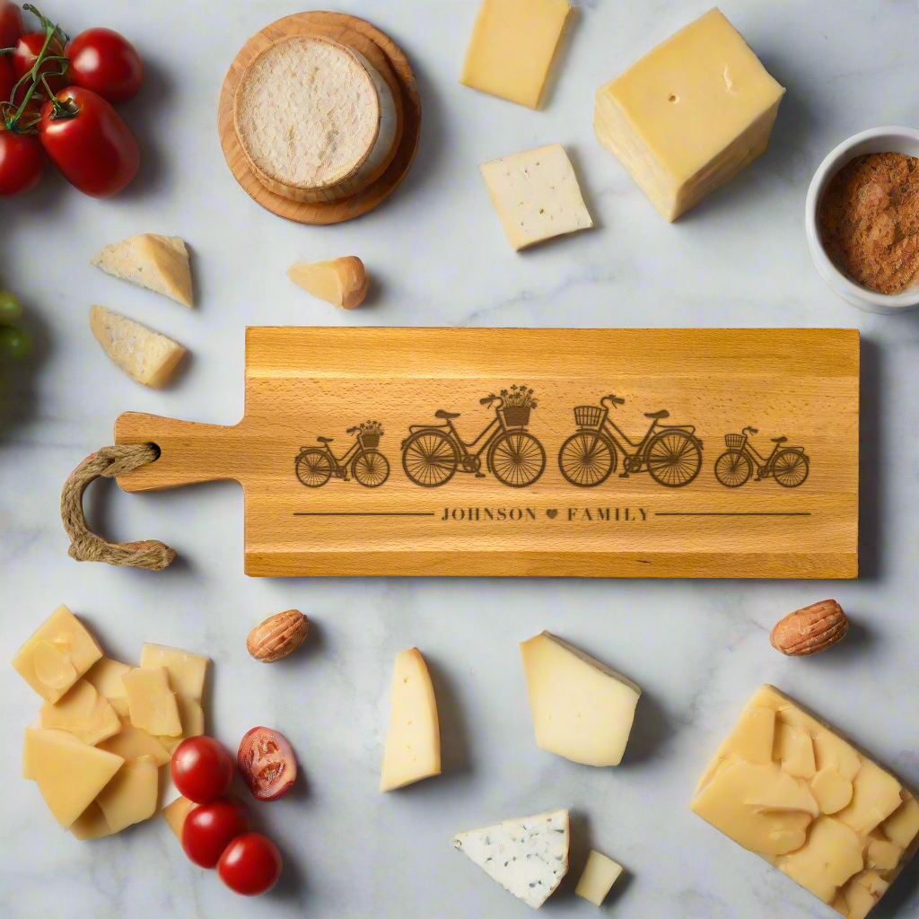 Bicycle Themed Personalized Cutting Board 59cm horizontal