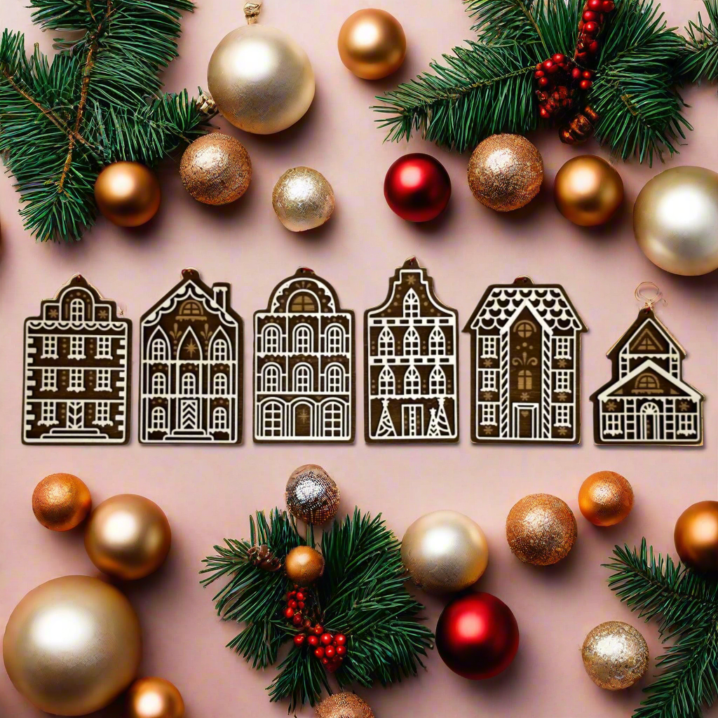 Gingerbread Amsterdam Canal House Wooden Ornaments