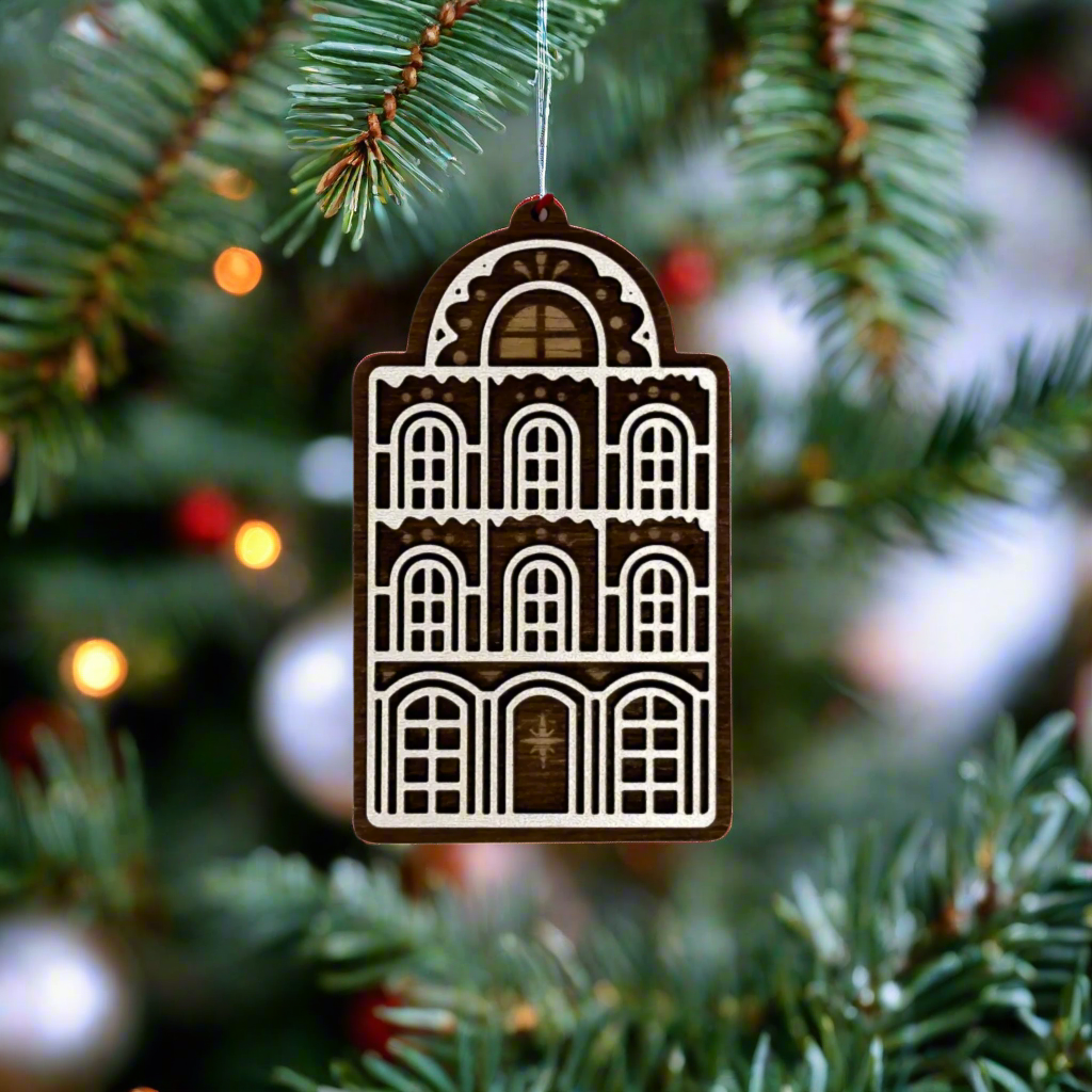 Gingerbread Amsterdam Canal House Wooden Ornaments