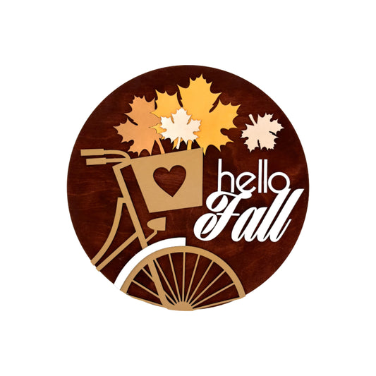 Hello Fall Bicycle Wooden 3D Sign