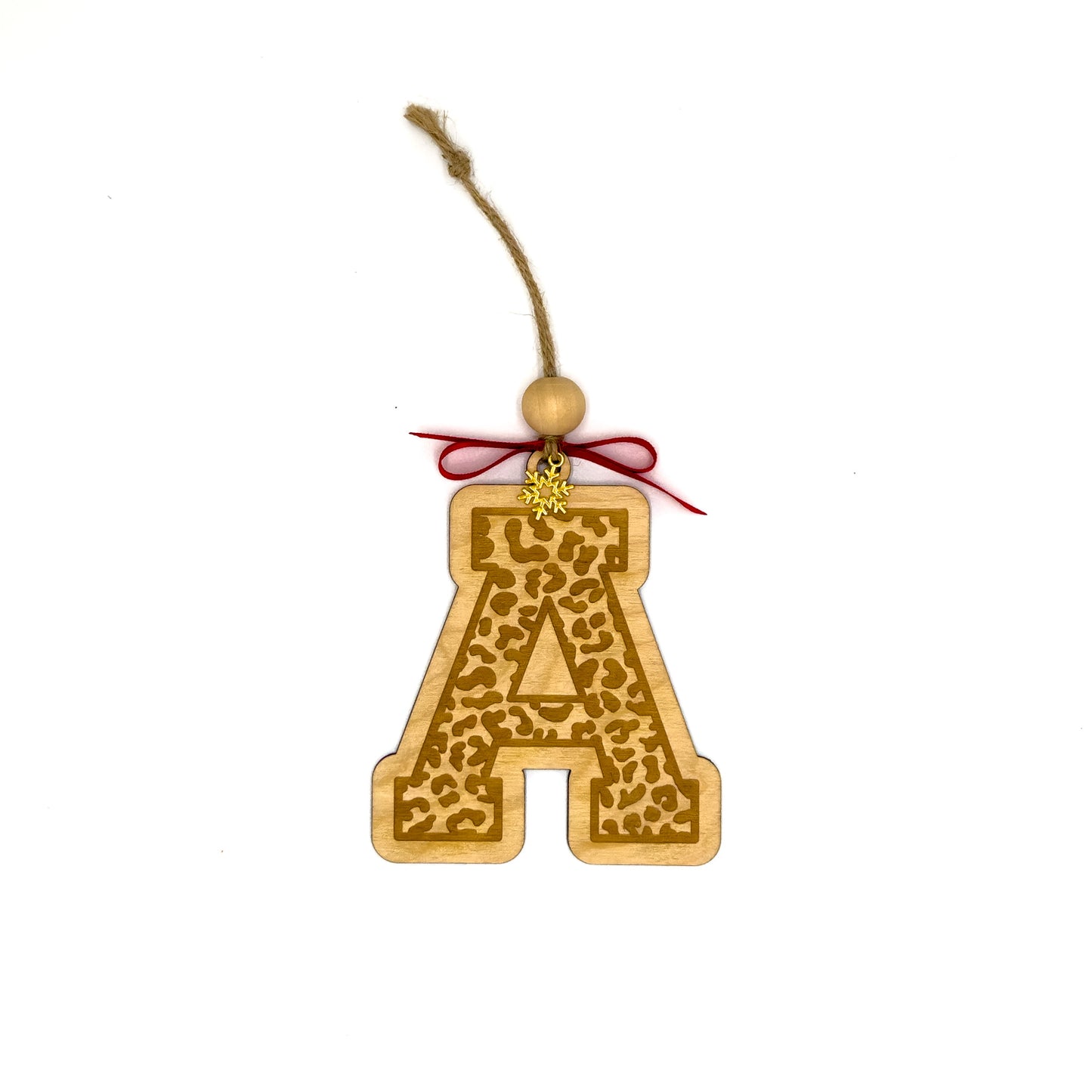 Personalized Leopard Initial Christmas Ornament