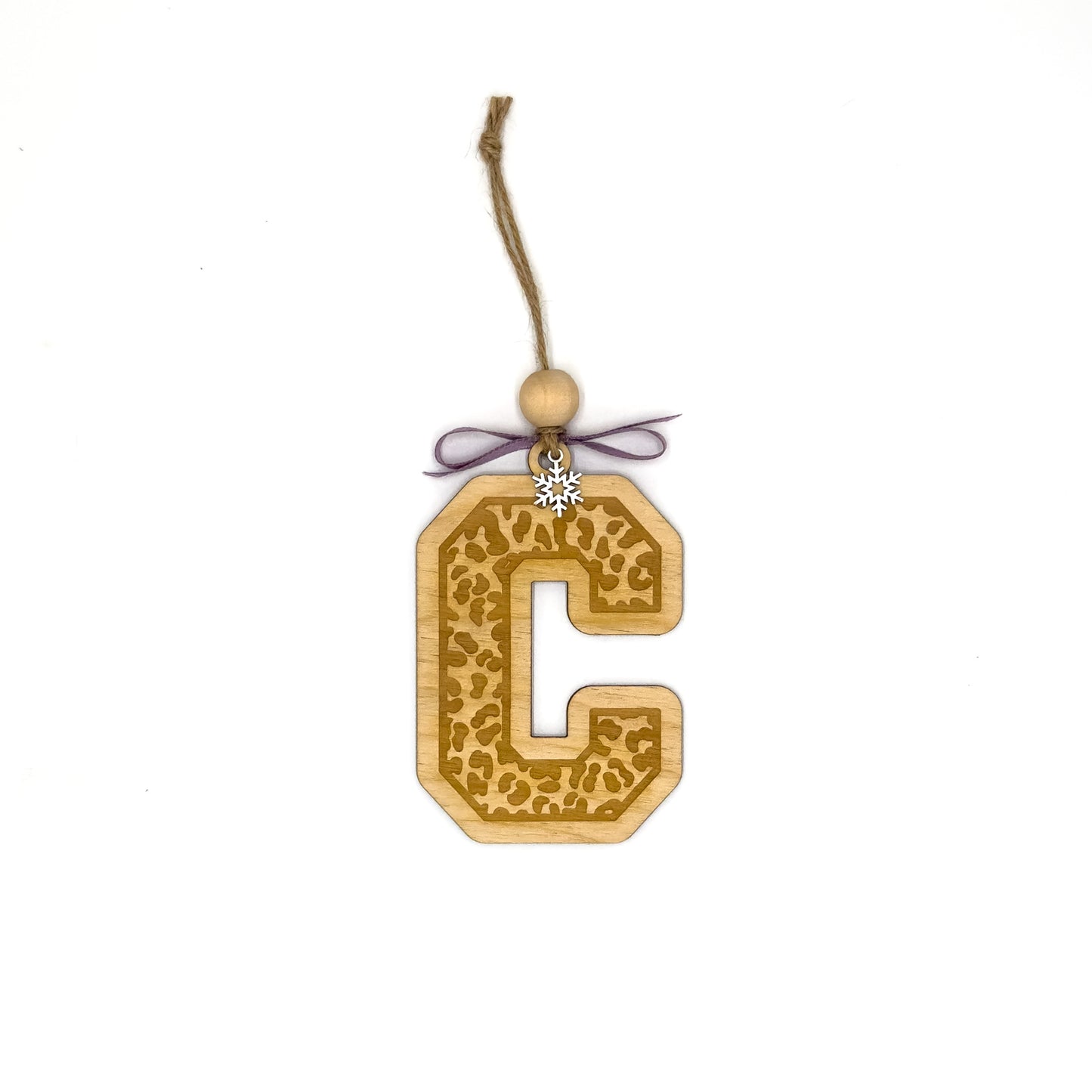 Personalized Leopard Initial Christmas Ornament