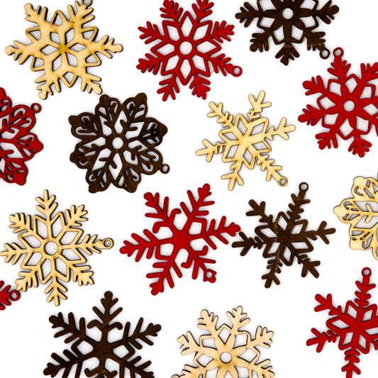 Set of 6 Wooden Snowflake Ornaments