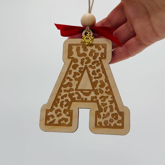 Monogram Christmas ornament leopard